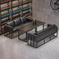 Industrial Style Black Dining Table Sintered Stone Dining Table with Black Frame Clearhalo 'Dining Tables & Seating' 'Dining Tables' 'dining_table' 'furn' 'furn_dining_table' 'Furniture' 'furniture_dining_table' 'Kitchen & Dining Furniture' 'kitchen' 'kitchen_dining_table' 1200x1200_b4714f68-53f3-4d7d-9bda-911d12b9faac