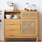 Solid Wood Dining Server Modern Style Rattan Door met 3 laden