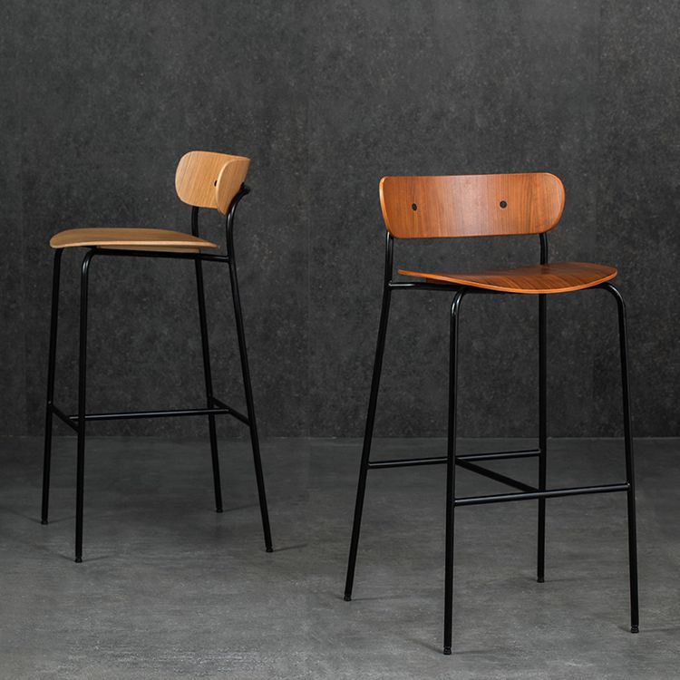 Contemporary Backrest Solid Wood and Metal Counter High Stool with 4 Legs Clearhalo 'Bar Furniture' 'Bar Stools' 'bar_stools' 'furn' 'furn_bar_stools' 'Furniture' 'Kitchen & Dining Furniture' 1200x1200_b47348e7-9454-4328-8903-7efbc8600093