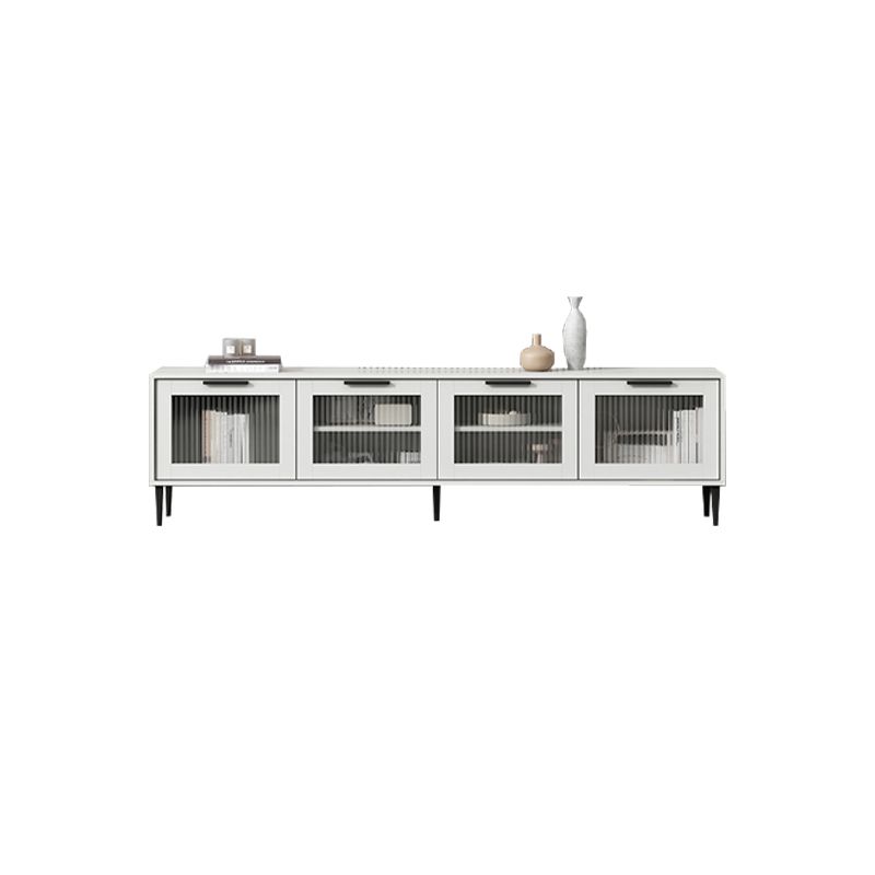 Mueble para TV con almacenamiento cerrado escandinavo Mueble para TV de madera sintética con 4 puertas