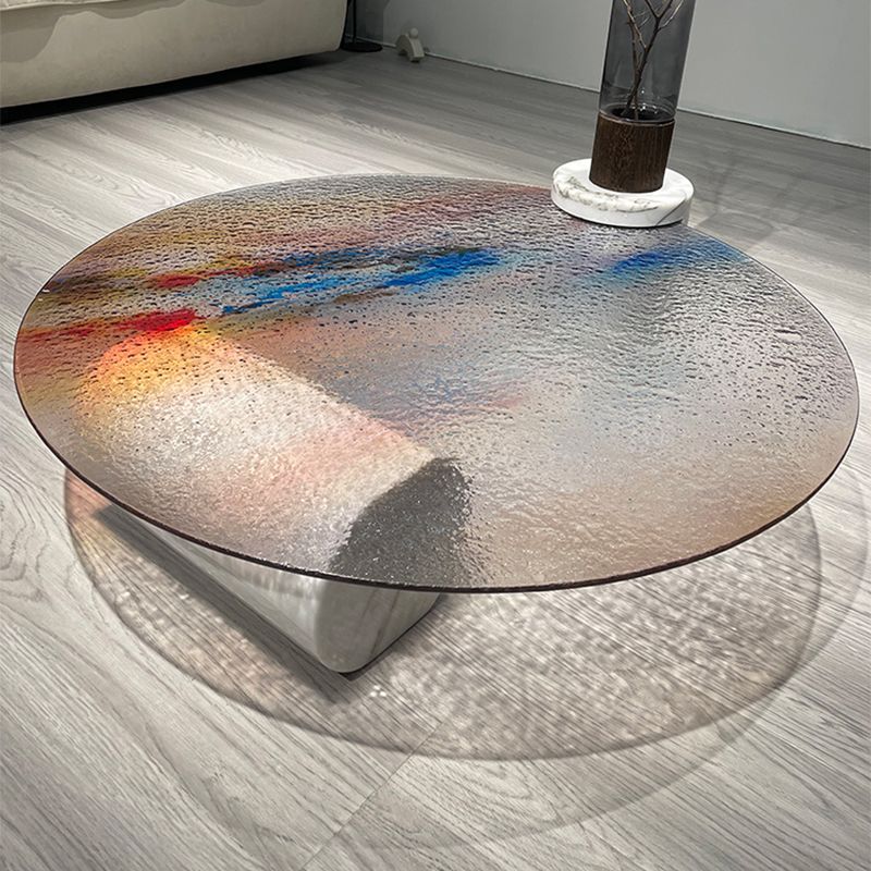 Round No Distressing Coffee Table Glass Tropical Single Coffee Table with 2 Legs Clearhalo 'Coffee & Accent Tables' 'Coffee Tables' 'coffee_tables' 'furn' 'furn_coffee_tables' 'Furniture' 'Living Room Furniture' 1200x1200_b4756704-a77c-4dcf-a2b2-5610aaf018b4