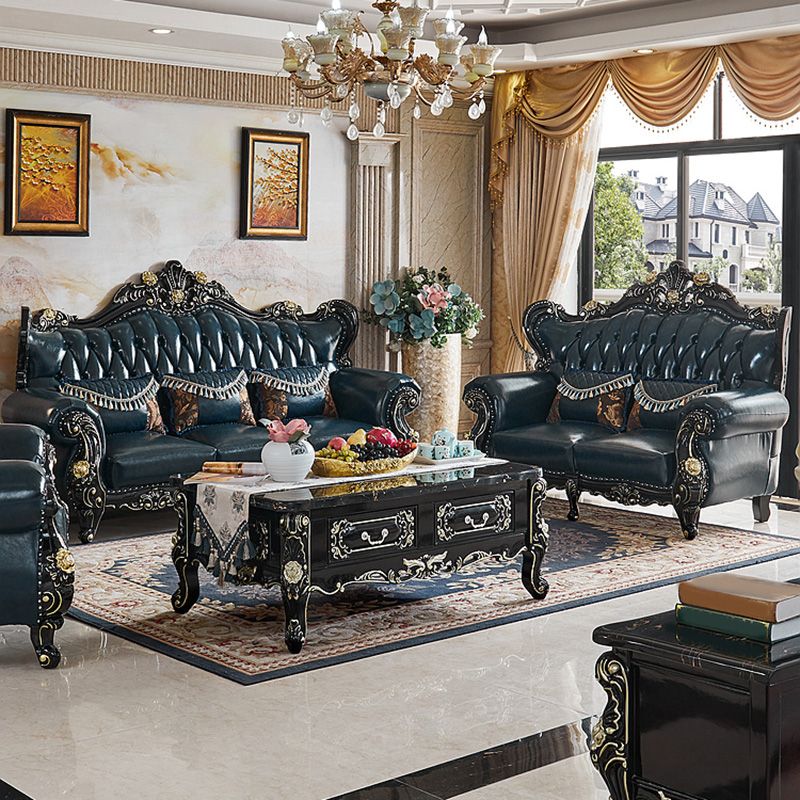 Traditional Leather Sofa Tufted Split-Back Seating Flared Arm Clearhalo 'furn' 'furn_sofas' 'Furniture' 'Living Room Furniture' 'Sofa' 'sofas' 1200x1200_b4759341-5252-4116-b508-24bf1771ec40