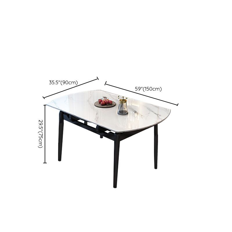 4 Legs Dining Table Sintered Stone Extendable Table for Kitchen Clearhalo 'Dining Tables & Seating' 'Dining Tables' 'dining_table' 'furn' 'furn_dining_table' 'Furniture' 'Kitchen & Dining Furniture' 1200x1200_b476b2c5-b3d0-4787-983e-e115b4908088