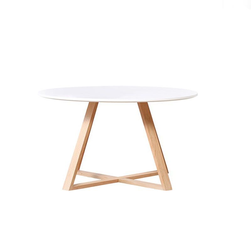 Tavolo in legno solido rotondo in stile nordico con tavola laterale incrociata in legno