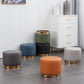 Glam Round Shape Ottoman Genuine Leather Upholstered Standard