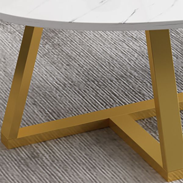 Metal Cross Legs Cocktail Table Wooden Oval Top Coffee Table Clearhalo 'Coffee & Accent Tables' 'Coffee Tables' 'coffee_tables' 'furn' 'furn_coffee_tables' 'Furniture' 'Living Room Furniture' 1200x1200_b478d45e-1892-4c44-b819-5d54fee4e024
