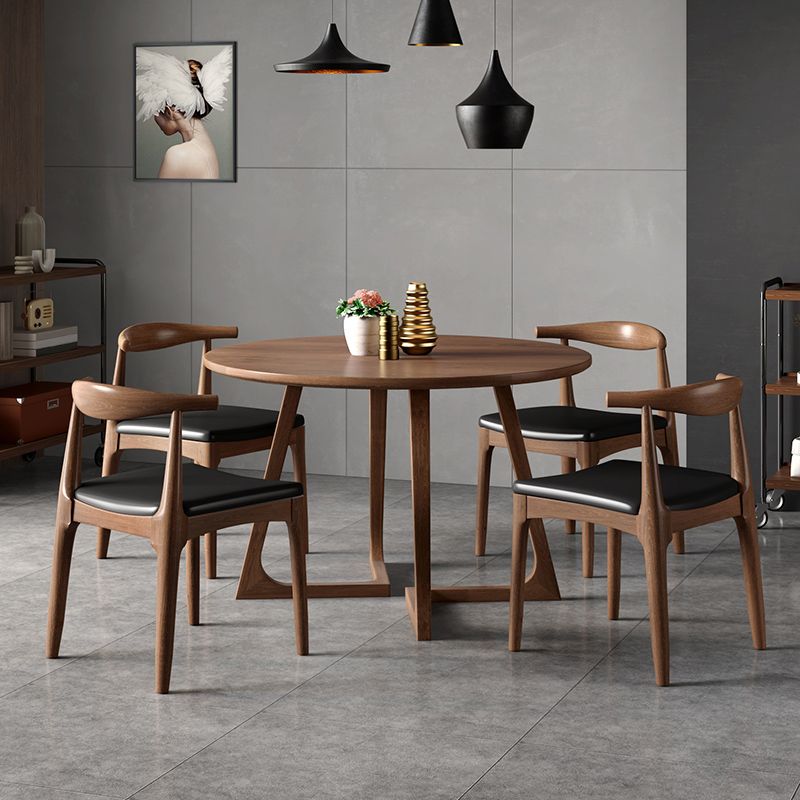 Round Dining Table Set 1/2/3/5 Pcs Solid Wood Dining Table and Chairs