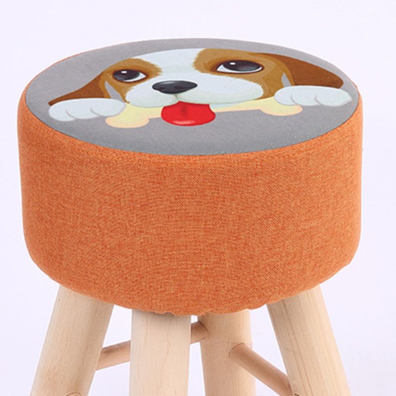 Wool Frame Pouf Stool Contrast Color Round Upholstered Fade Resistant Linen Blend Pouf Clearhalo 'furn' 'furn_ottomans_poufs' 'Furniture' 'Living Room Furniture' 'Ottomans & Poufs' 'ottomans_poufs' 1200x1200_b47c2f10-8de8-4e83-8cd0-ea62afe37957