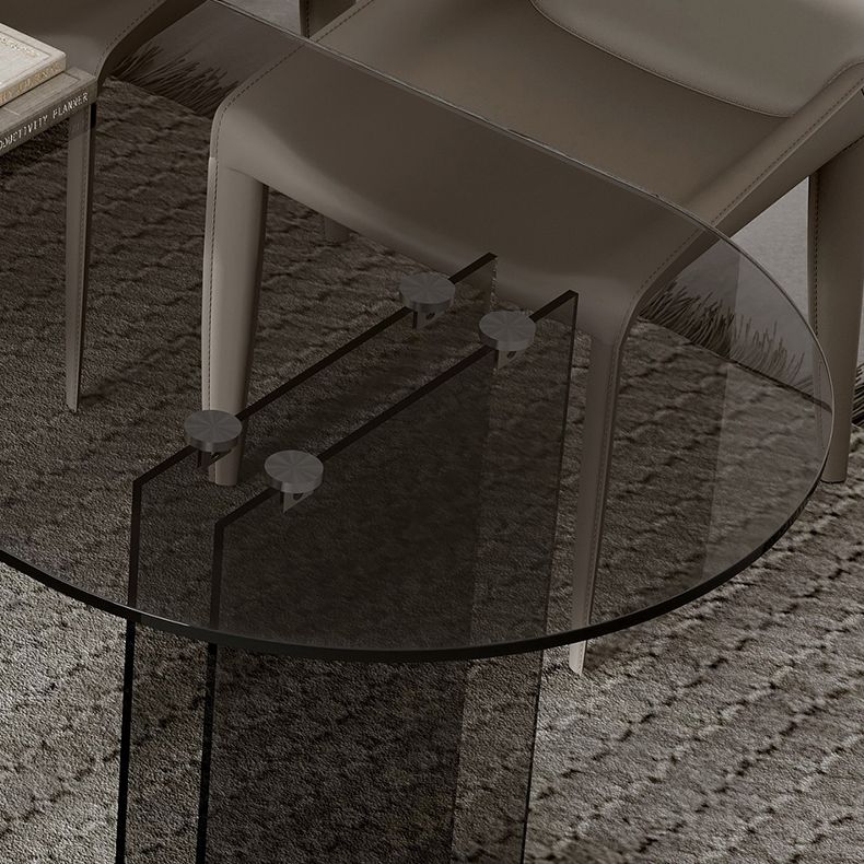 Glass Contemporary Free Form Dining Table Clear Glass Table with Double Pedestal Clearhalo 'Dining Tables & Seating' 'Dining Tables' 'dining_table' 'furn' 'furn_dining_table' 'Furniture' 'furniture_dining_table' 'Kitchen & Dining Furniture' 'kitchen' 'kitchen_dining_table' 1200x1200_b47c7037-9dab-490b-a629-b69007ed48b0