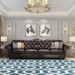 Traditional Living Room Brown Sofa 4-seat Genuine Leather Seating