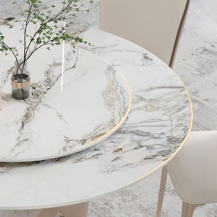 Modern 1/4/5/7 Pieces Dinette Set with White Sintered Stone Round Dining Table Set Clearhalo 'Dining Room Sets' 'Dining Tables & Seating' 'dining_room_set' 'furn' 'furn_dining_room_set' 'Furniture' 'furniture_dining_room_set' 'Kitchen & Dining Furniture' 1200x1200_b47d4ff3-1f17-4ab9-a1ce-124733481693