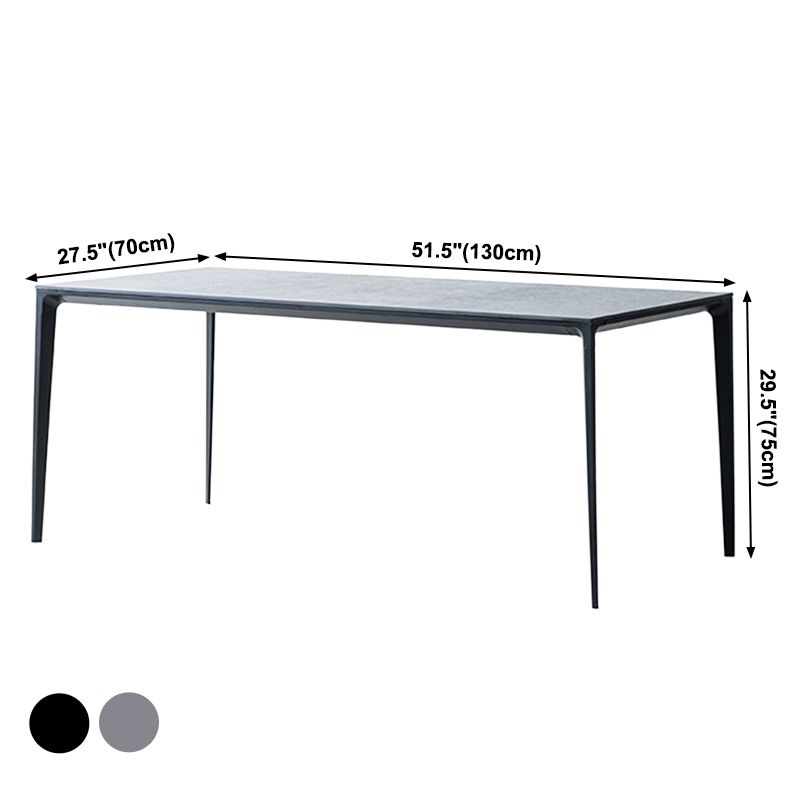 Grey Sintered Stone Top Dining Table Rectangle Table with Metal Base and 4 Legs Clearhalo ' dining_table' 'Dining Tables & Seating' 'Dining Tables' 'Furniture' 'furniture_dining_table' 'Kitchen & Dining Furniture' 'kitchen&dining_furn' 'kitchen' 'kitchen_dining_table' 1200x1200_b47f1afe-25f4-43c6-96e5-e1482ba91f1b