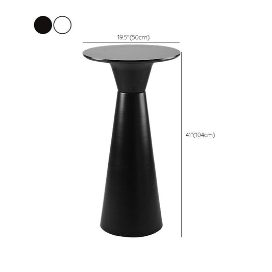 Contemporary Round Bar Height Table Metal Base Bar Table in Black and White