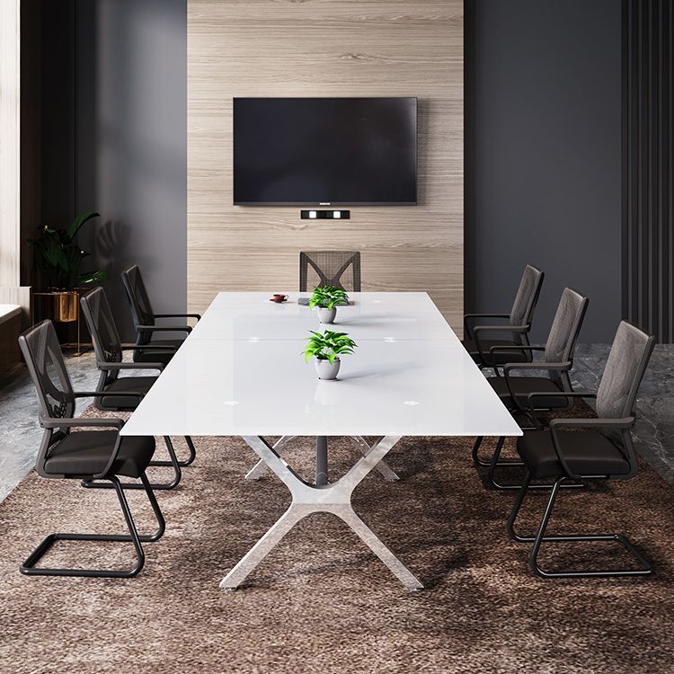 Tavolo da pranzo rettangolare contemporaneo in acciaio tavolo da pranzo in vetro per sala da pranzo