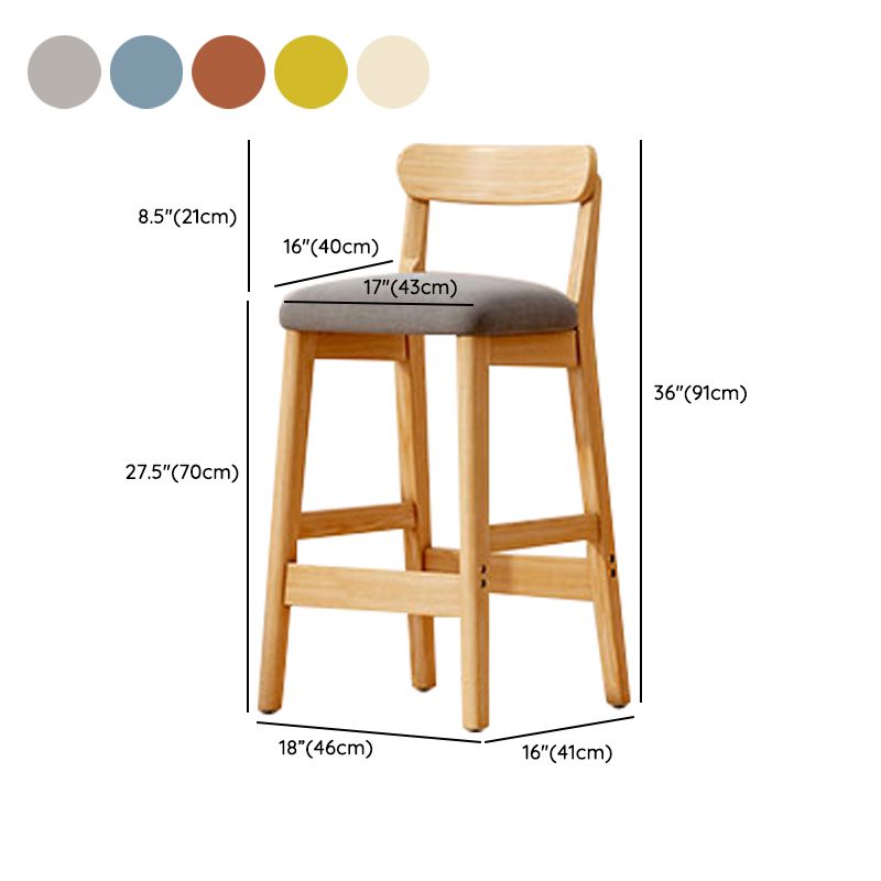 Solid Wood Bar Stool Backrest Upholstered Bar Stools for Dining Room Clearhalo 'Bar Furniture' 'Bar Stools' 'bar_stools' 'furn' 'furn_bar_stools' 'Furniture' 'Kitchen & Dining Furniture' 1200x1200_b4837450-6174-49cb-8a1d-3caf22da872b