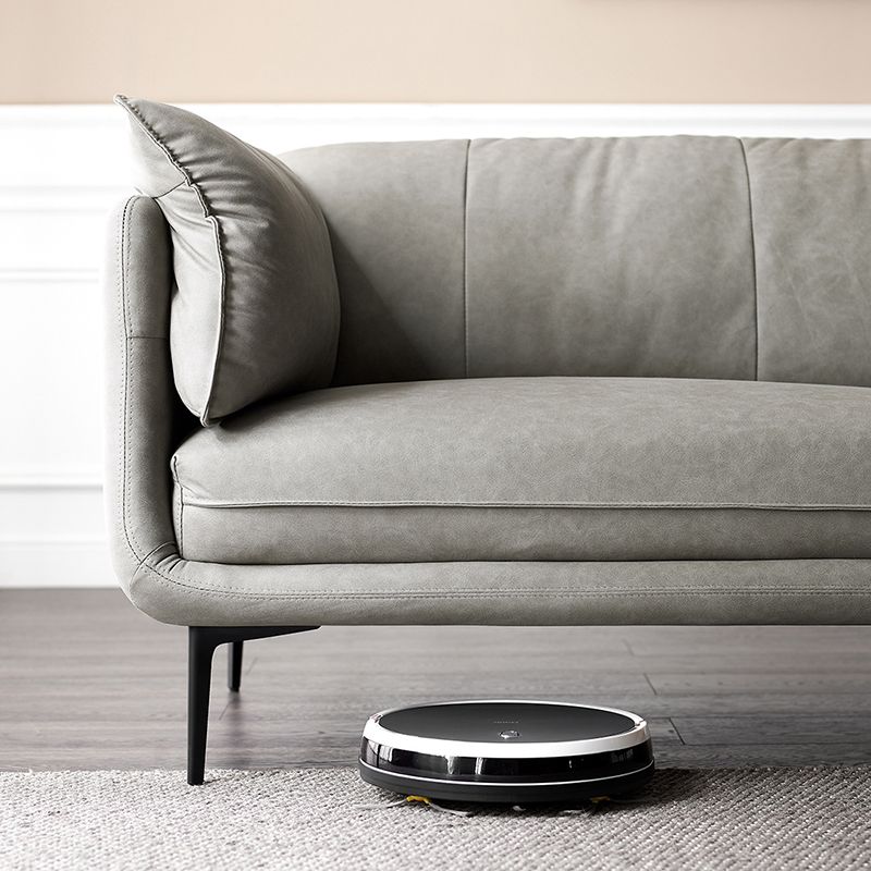 灰色のモダンなフェイクレザーソファステイン耐性タキシードアームソファ