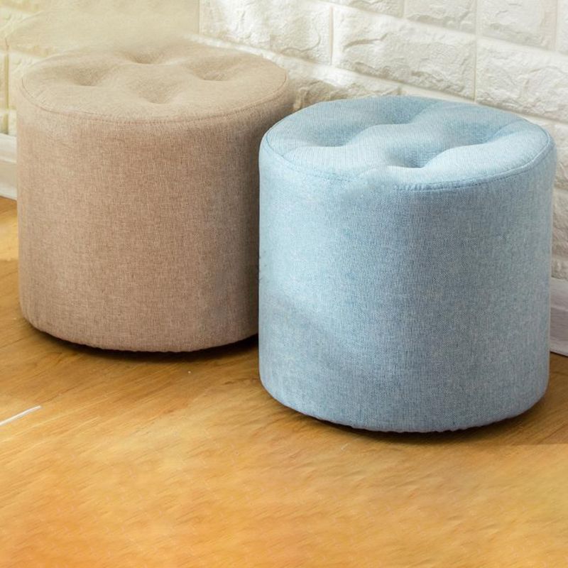 Contemporary Pouf Ottoman Fabric Upholstered Tufted Solid Color Cylinder Shape Ottoman Clearhalo 'furn' 'furn_ottomans_poufs' 'Furniture' 'Living Room Furniture' 'Ottomans & Poufs' 'ottomans_poufs' 1200x1200_b485931c-e588-4c96-ab46-34df96da1de3