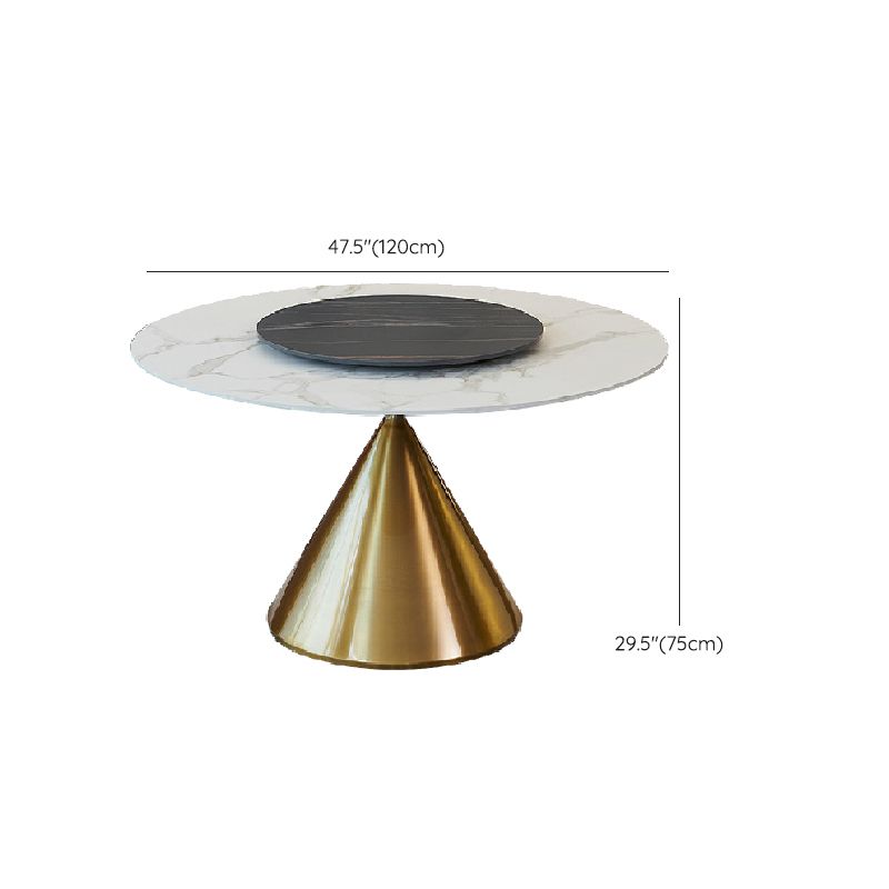 Glam Style Dining Round Table Sintered Stone Table with Turntable for Home Clearhalo 'Dining Tables & Seating' 'Dining Tables' 'dining_table' 'furn' 'furn_dining_table' 'Furniture' 'Kitchen & Dining Furniture' 1200x1200_b485b5f8-762e-4181-ad09-11715b0198db