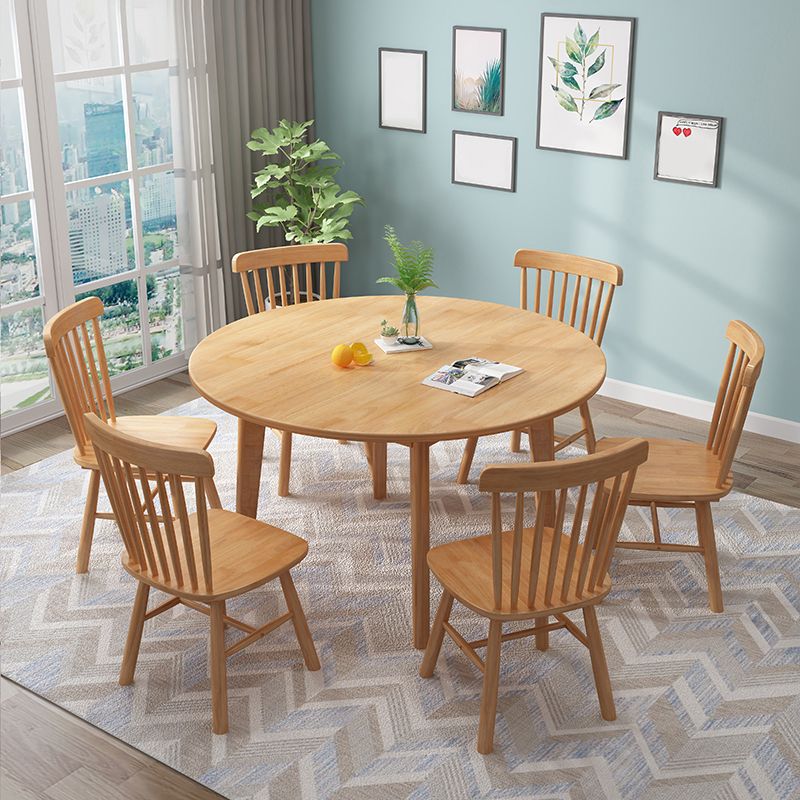 Round Wood Color Dining Table Simplicity Solid Wood 4 Legs Table for Dining Room Clearhalo ' dining_table' 'Dining Tables & Seating' 'Dining Tables' 'furn' 'furn_dining_table' 'Furniture' 'furniture_dining_table' 'Kitchen & Dining Furniture' 'kitchen&dining_furn' 'kitchen' 'kitchen_dining_table' 1200x1200_b4866136-673c-4c52-93ff-62fb4e7f23ec