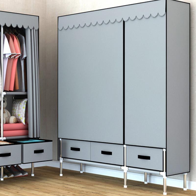 Hedendaagse stijl metalen garderobe 2 laden kledingkastkast met benen