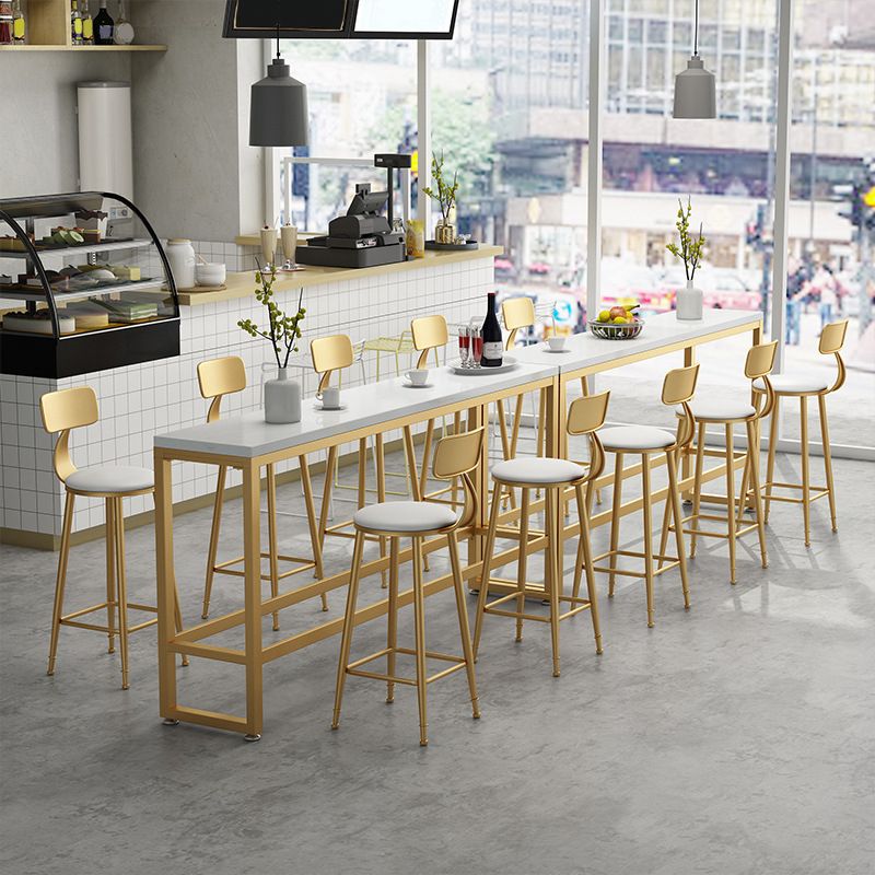 Juego de mesa de pub con reposapiés rectangular Glam 1/2/3/4/6 piezas Juego de bistró de cafetería blanca