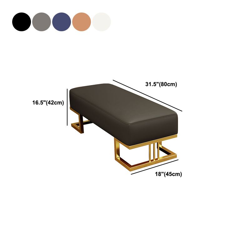 Glam Rectangle Bench with Legs Faux Leather Foam Bench for Home Office Clearhalo 'Benches' 'Chairs & Seating' 'furn' 'furn_benches' 'Furniture' 'Living Room Furniture' 1200x1200_b488e3ba-6ab5-4fa3-a2e1-16bc8f2c8ef7