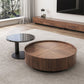 Round Wood Cocktail Table Set with 2 Drawers Modern Walnut Coffee Table Clearhalo 'Coffee & Accent Tables' 'Coffee Tables' 'coffee_tables' 'furn' 'furn_coffee_tables' 'Furniture' 'Living Room Furniture' 1200x1200_b488f3e4-c489-476f-a022-5440cb0eb193