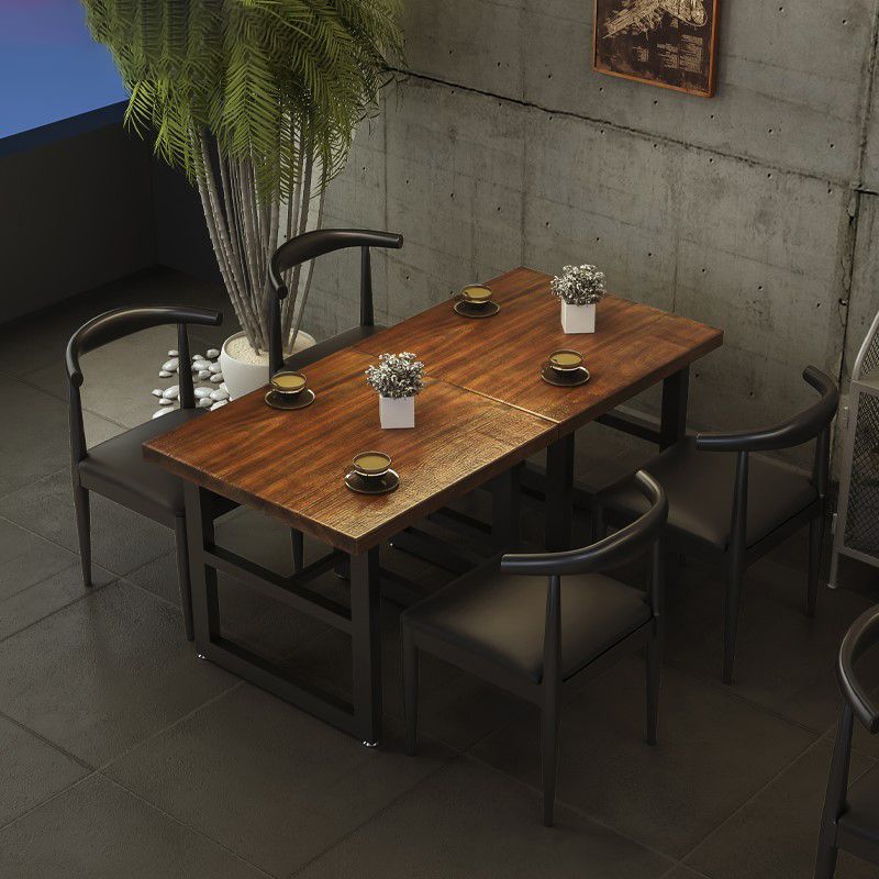 Industrial Solid Wood Dining Table Trestle Base Dining Site Table for Home Clearhalo ' dining_table' 'Dining Tables & Seating' 'Dining Tables' 'furn' 'furn_dining_table' 'Furniture' 'furniture_dining_table' 'Kitchen & Dining Furniture' 'kitchen&dining_furn' 'kitchen' 'kitchen_dining_table' 1200x1200_b48ae7bb-6409-43d9-956a-ee74ba0be327