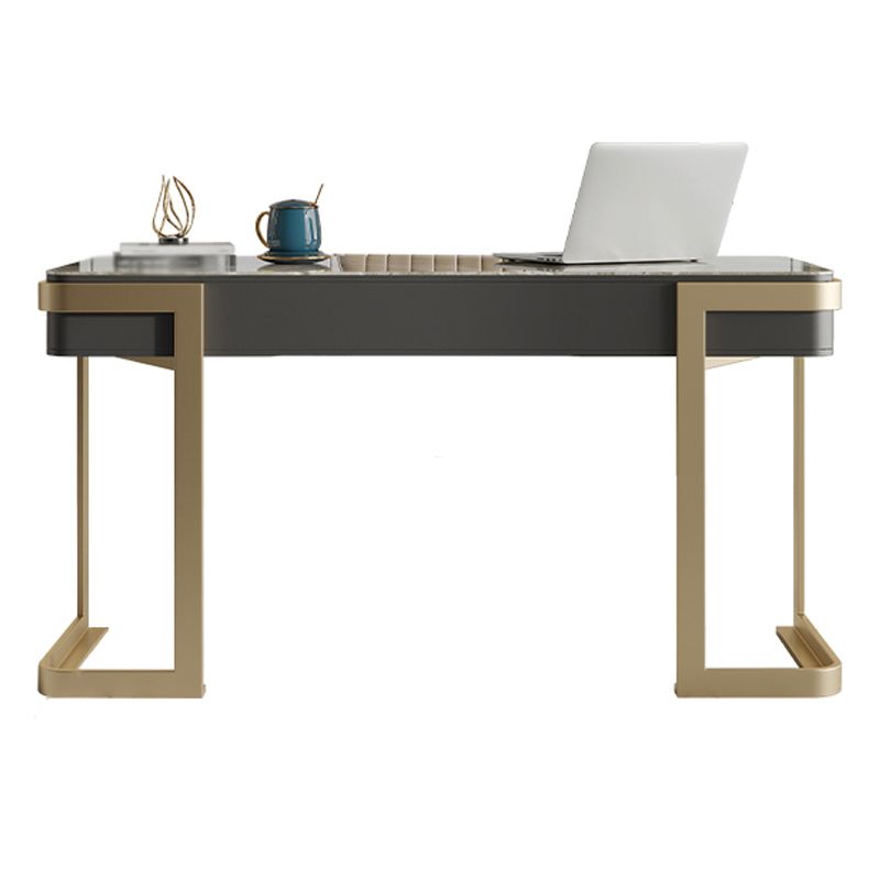 Contemporary Curved Office Desk Stone Sled Writing Desk with 2 Drawers Clearhalo 'furn' 'furn_office_desk' 'Furniture' 'Office Desks' 'Office Furniture' 'office_desk' 1200x1200_b48b7f29-c394-4048-b44a-02335bf52328