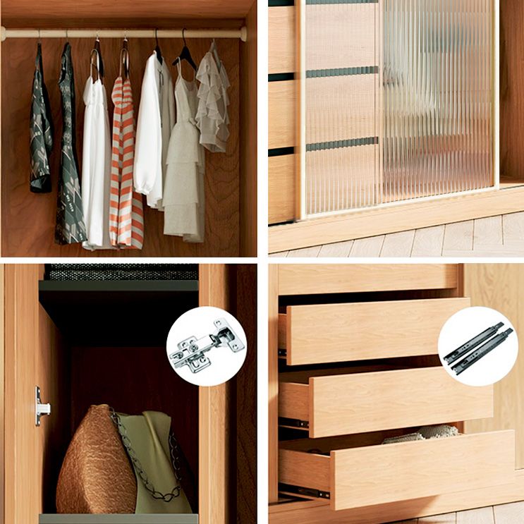 Engineered Wood Wardrobe Armoire with Drawer Modern Wardrobe Closet