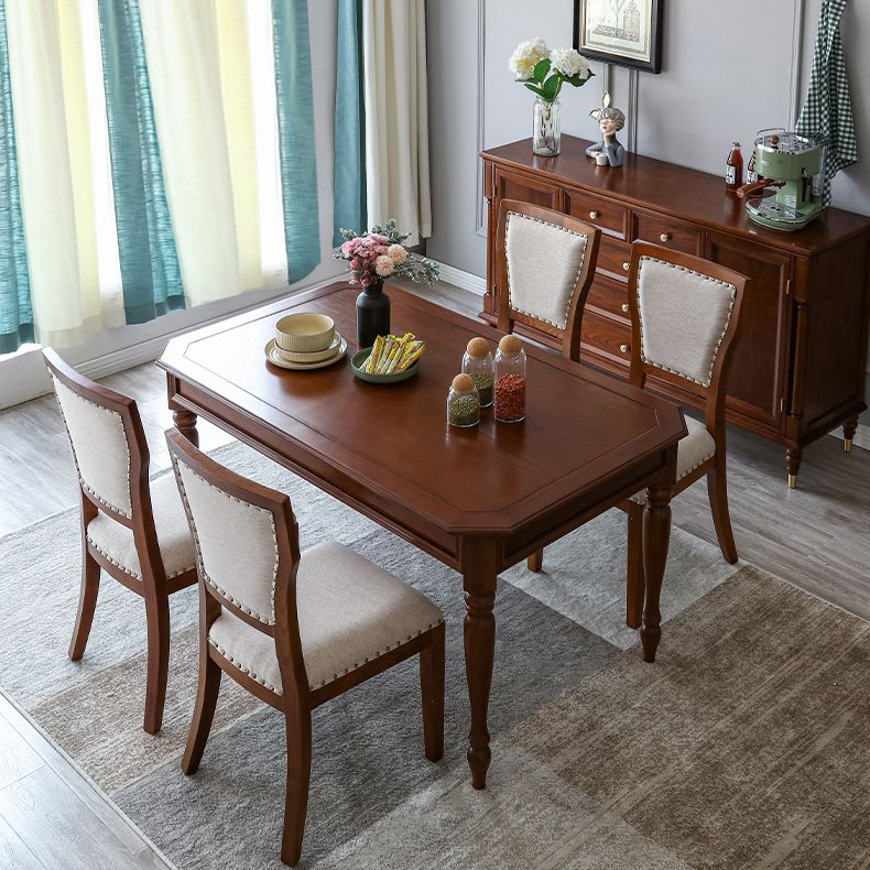 Moderne zijstoel gestoffeerde eetkamerstoelen met een houten basis voor eetkamer