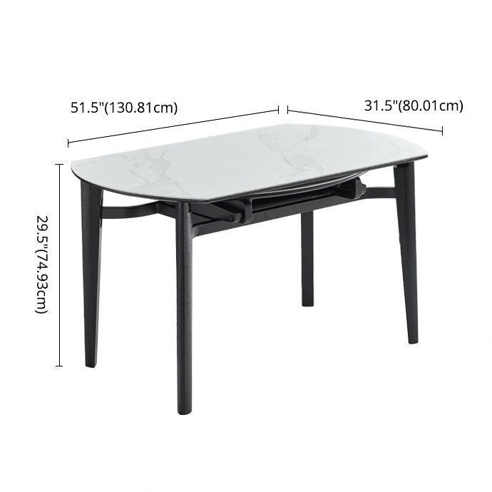 Contemporary Collapsible Sintered Stone Dining Room Table with 4 Solid Wood Legs Kitchen Dining Set Clearhalo 'Dining Room Sets' 'Dining Tables & Seating' 'dining_room_set' 'furn' 'furn_dining_room_set' 'Furniture' 'furniture_dining_room_set' 'Kitchen & Dining Furniture' 'kitchen&dining_furn' 'kitchen' 1200x1200_b48d31bb-98ec-4c9b-a446-e027a643527c