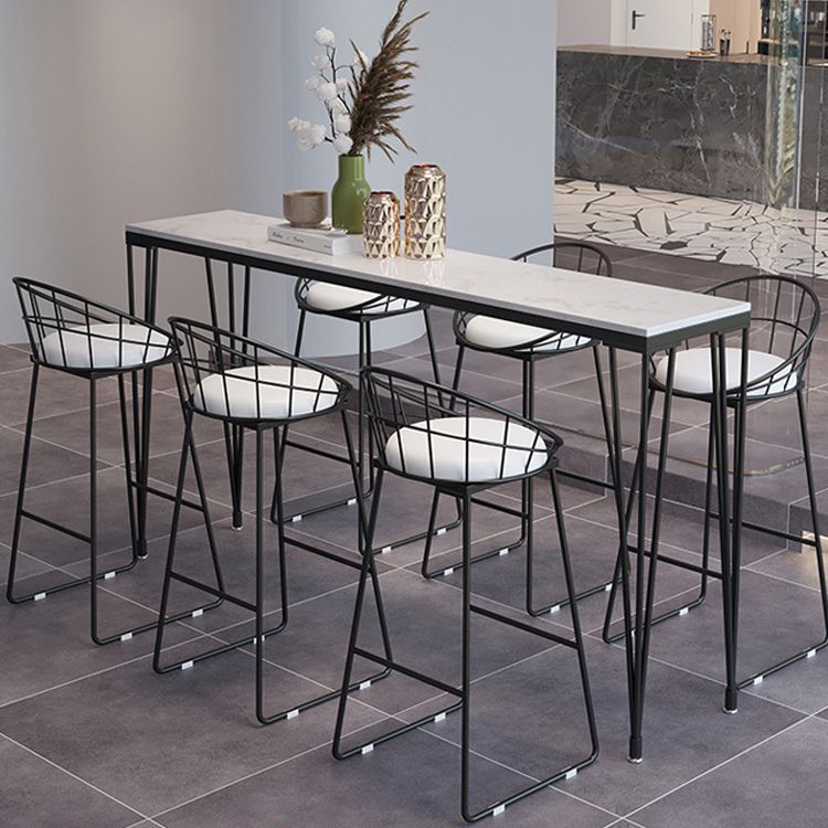 Industrial Marble Bar Table with Rectangle Table Top Legs Table - 42" H Clearhalo 'Bar Furniture' 'Bar Tables' 'bar_tables' 'furn' 'furn_bar_tables' 'Furniture' 'furniture_bar_tables' 'Kitchen & Dining Furniture' 1200x1200_b4907df2-65cd-4805-b8bc-e3604c16d3a0