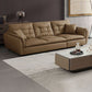 Contemporary 43.3" Wide Solid Color Faux Leather Flared Arm Sofa