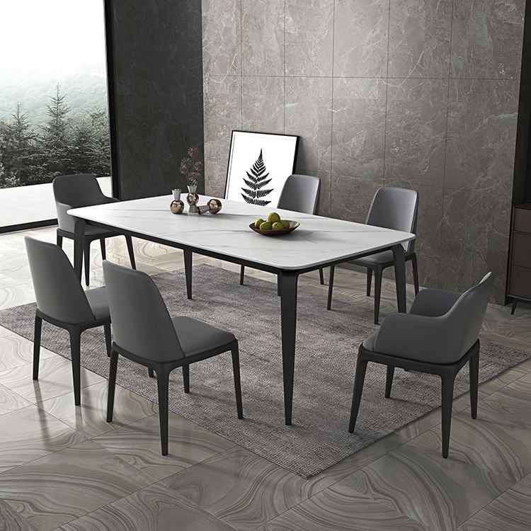 Sintered Stone Dining Table Mid-Century Style 4 Legs Table for Dining Room Clearhalo ' dining_table' 'Dining Tables & Seating' 'Dining Tables' 'furn' 'furn_dining_table' 'Furniture' 'furniture_dining_table' 'Kitchen & Dining Furniture' 'kitchen&dining_furn' 'kitchen' 'kitchen_dining_table' 1200x1200_b4917561-9db5-4944-a5f8-76a79343c341