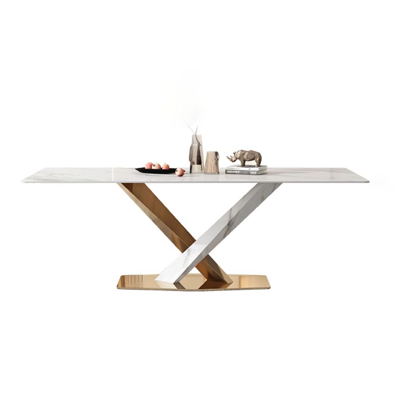 Glam White Sintered Stone Dining Table Rectangle Shape Standard Dining Table for Kitchen Clearhalo ' dining_table' 'Dining Tables & Seating' 'Dining Tables' 'furn' 'furn_dining_table' 'Furniture' 'furniture_dining_table' 'Kitchen & Dining Furniture' 'kitchen&dining_furn' 'kitchen' 'kitchen_dining_table' 1200x1200_b4935329-f548-4335-ab90-ab9a890f0033
