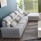 Modern Biscuit Back Sofa with Chaise Linen/Faux Leather Flared Arm Sofa in Gray