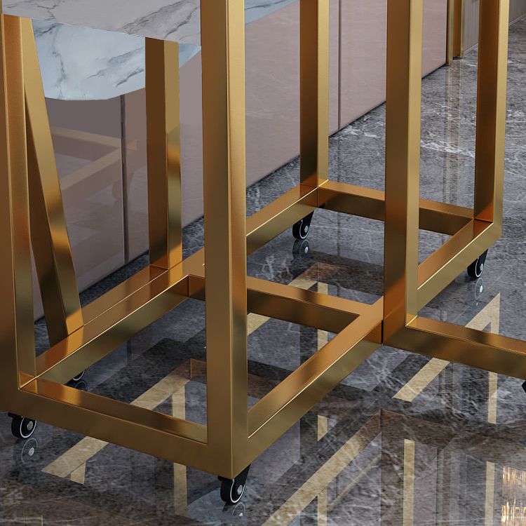 Modern Style Dining Table Sintered Stone Drop-Leaf Dining Table with Gold Frame Clearhalo ' dining_table' 'Dining Tables & Seating' 'Dining Tables' 'furn' 'furn_dining_table' 'Furniture' 'furniture_dining_table' 'Kitchen & Dining Furniture' 'kitchen&dining_furn' 'kitchen' 'kitchen_dining_table' 1200x1200_b4940947-85da-4653-b9b0-7b4c902c85a6