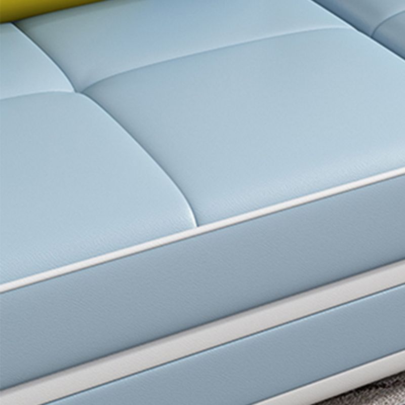 Contemporary Faux Leather Pillow Top Arm Sofa Ottoman Included