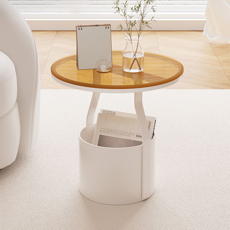 Modern 19.68-inch Tall Metal Abstract Side Table Round Top End Table with Storage Clearhalo 'Coffee & Accent Tables' 'End & Side Tables' 'end_side_tables' 'furn' 'furn_end_side_tables' 'Furniture' 'Living Room Furniture' 1200x1200_b494a144-5619-4876-bad7-d98886b3253d