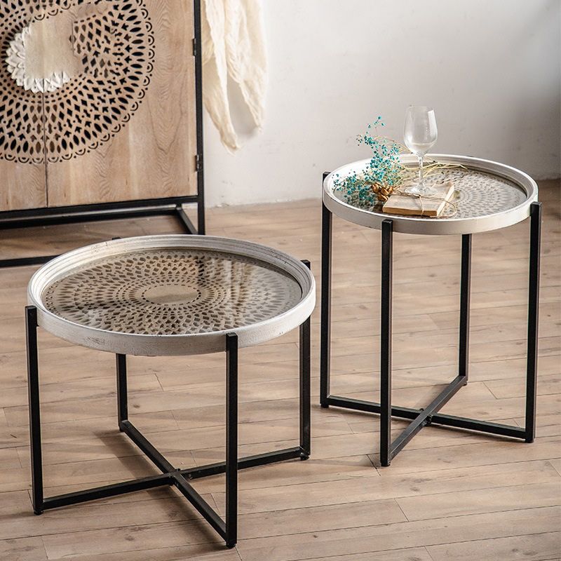 Contemporary Cross Legs Coffee Table 27.5" Long Round Cocktail Table Clearhalo 'Coffee & Accent Tables' 'Coffee Tables' 'coffee_tables' 'furn' 'furn_coffee_tables' 'Furniture' 'Living Room Furniture' 1200x1200_b49588ae-067f-47f4-b759-00814f9508b4