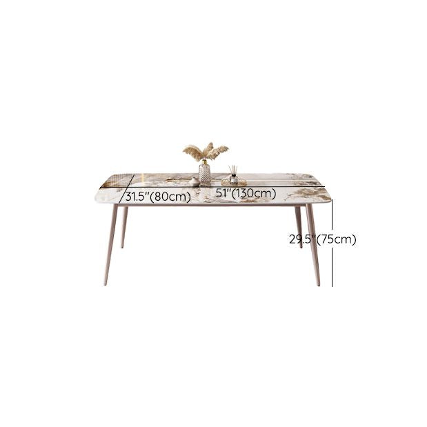 Modern White Stone Rectangular Kitchen Dining Table for Dining Hall Clearhalo 'Dining Tables & Seating' 'Dining Tables' 'dining_table' 'furn' 'furn_dining_table' 'Furniture' 'Kitchen & Dining Furniture' 1200x1200_b4966921-17e5-483e-b49f-5de3c55fb332