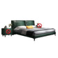 Scandinavian Wooden Panel Bed Green Genuine Leather Standard Bed Clearhalo 'Bedroom Furniture' 'Beds' 'furn' 'furn_beds' 'Furniture' 1200x1200_b49838d7-20ff-4c4c-811c-51e69d5dc71e
