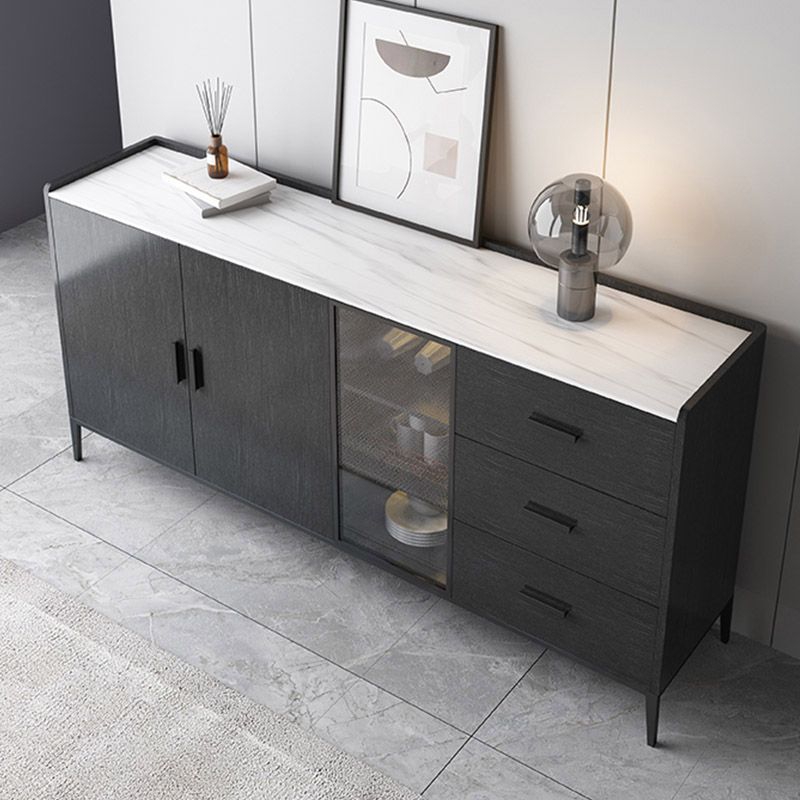 Tavolo a buffet in pietra credenza a buffet in stile glam con armadi e cassetti