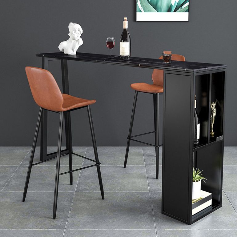 Sgabello da bar in pelle in pelle in pelle industriale con gambe nere