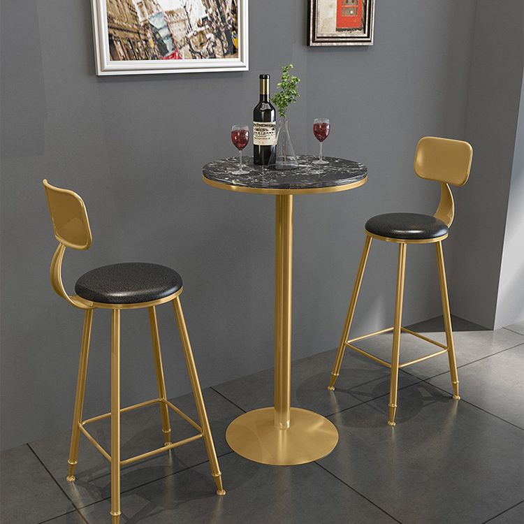 Glam Round Stone Bar Table Set 1/2/3/4 Pièces Table de comptoir avec tabourets hauts