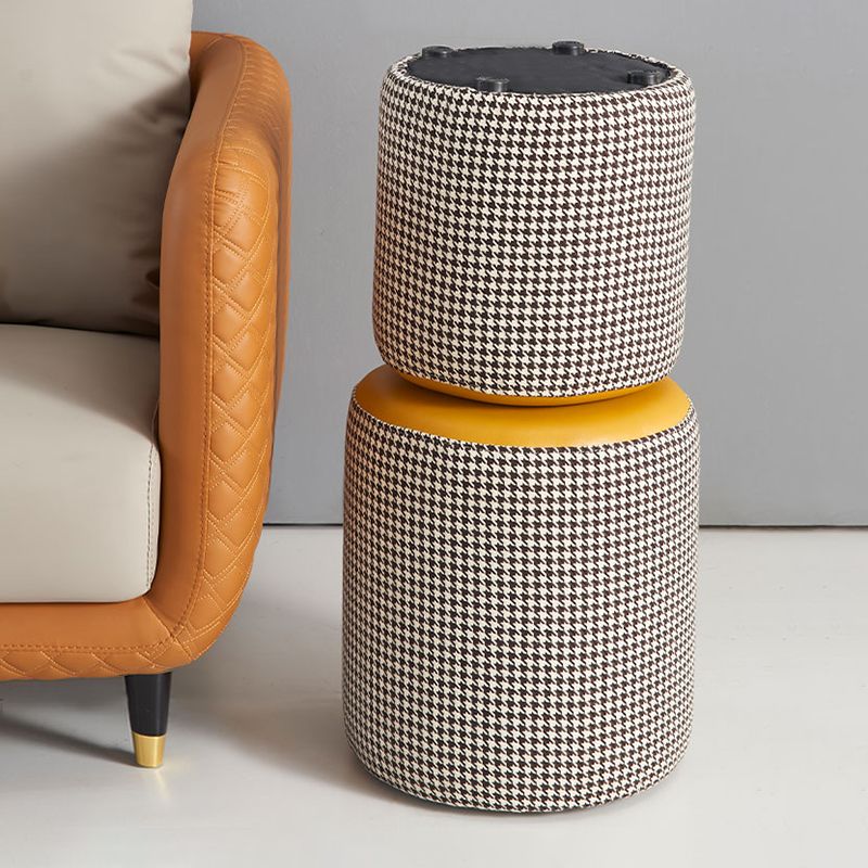 Modern Water Resistant Ottoman Circle Shape Orange Genuine Leather Cube Clearhalo 'furn' 'furn_ottomans_poufs' 'Furniture' 'Living Room Furniture' 'Ottomans & Poufs' 'ottomans_poufs' 1200x1200_b49aa0d1-c549-4bf5-a532-cd3a3e224f5a