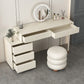 Contemporary White Solid Wood With Drawer Lighted Mirror Make-up Vanity