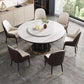 Glam Style Table Pedestal Dining Table with Turntable for Kitchen
