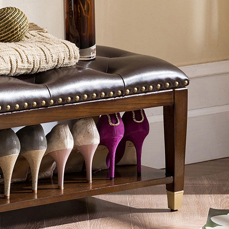 Traditional Entryway Bench Solid Wood Seating Bench with Upholstered Clearhalo 'Benches' 'Chairs & Seating' 'furn' 'furn_benches' 'Furniture' 'Living Room Furniture' 1200x1200_b49dc485-31ac-4e4f-90f7-94ab48f48115